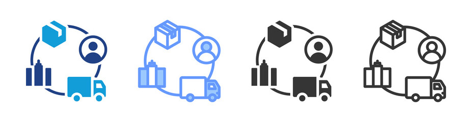 Poster - Distribution Channels icon set multiple style collection