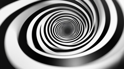 Aufkleber - Op-art concentric circles create an illusion of depth and movement in a mesmerizing black and white spiral design
