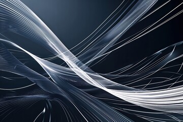 Poster - Dynamic Digital Design Featuring White and Navy Line Patterns on a Contemporary Inky Background
