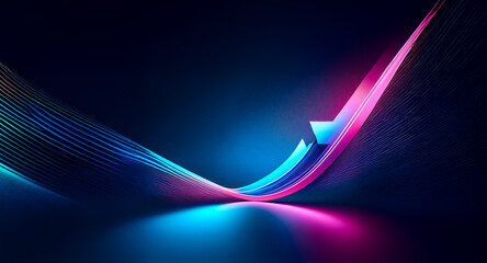Aufkleber - Vibrant neon blue and pink lines curve dynamically on a dark background, creating a futuristic abstract design with energy and depth.
