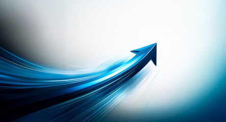 Aufkleber - dynamic blue arrow dynamically points upwards against a gradient backdrop. abstract design conveys g