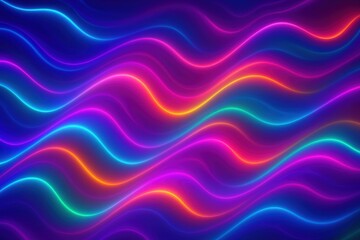 Poster - vibrant holographic neon waves - style for dynamic designs