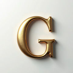Poster - Elegant 3D gold letter G. Metallic slab serif typography element with beveled edges, isolated on white background. Modern asset for logos or initials