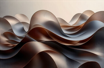 Aufkleber - Abstract waves in beige, brown and grey hues create a fluid and elegant design. The smooth, flowing shapes evoke a sense of movement and depth. Soft, muted colors add a calming, sophisticated touch.