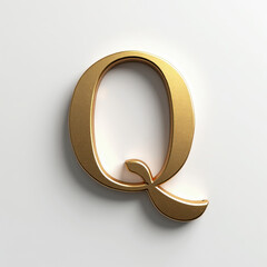 Poster - Elegant 3D gold letter Q. Metallic slab serif typography element with beveled edges, isolated on white background. Modern asset for logos or initials