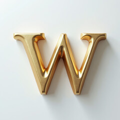 Poster - Elegant 3D gold lowercase letter w. Metallic slab serif typography element with beveled edges, isolated on white background. Modern asset for text or initials