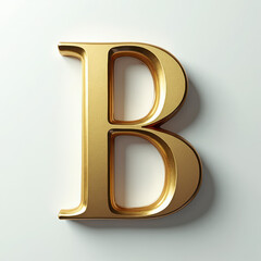 Poster - Elegant 3D gold letter B. Metallic slab serif typography element with beveled edges, isolated on white background. Modern asset for logos or initials