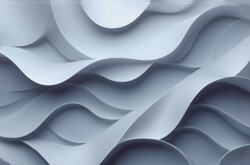 Aufkleber - Abstract, smooth gray forms with curved lines and soft shadows create a flowing, wave-like, and layered pattern. Muted tones evoke a calm and minimalist aesthetic.