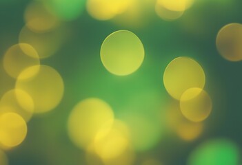 Poster - circles green autumn background space bright abstract bokeh texture gradient yellow circle blur blurred design white decoration colours wallpaper shine defocused season pattern shiny light colourful