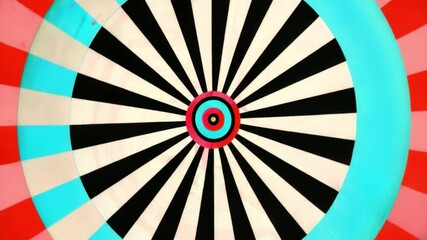 Poster - Colorful target design with vibrant concentric circles and alternating stripes creates striking visual effect, drawing attention and evoking sense of fun and energy.