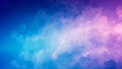 Wall Mural - Magical sky with soft clouds, stars, and gradient colors blending from deep blue to ethereal pink, creating dreamlike atmosphere