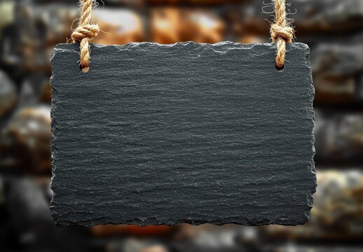 Black Slate Hanging Board with Rustic Rope for Creative Announcements and Presentations