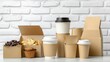 © smalltinykid - Takeaway Coffee Cups and Food Boxes Minimalist Still Life