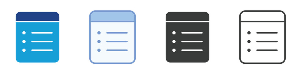 Fototapete - Note Icons Collection – Multiple Vector Styles Icons