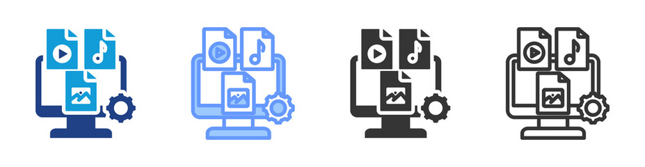 Aufkleber - Content Management icon set multiple style collection