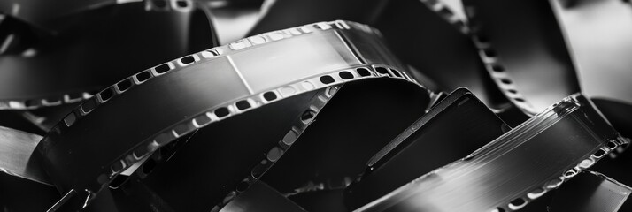 Aufkleber - Black and white film strip captures scattered retro frames from nostalgic moments in life