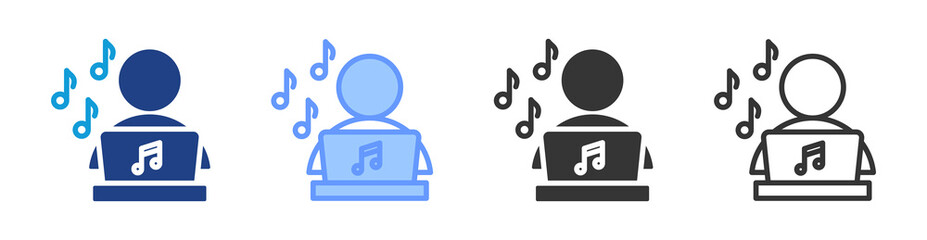 Poster - Listening Music icon set multiple style collection