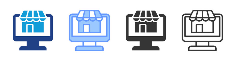 Poster - Online Store icon set multiple style collection