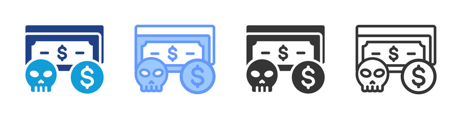 Poster - Illegal Money icon set multiple style collection