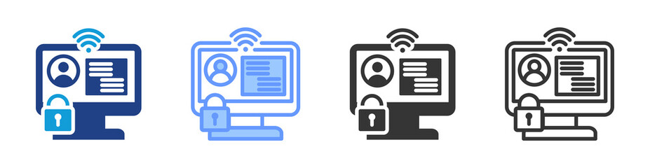 Aufkleber - Online Privacy icon set multiple style collection