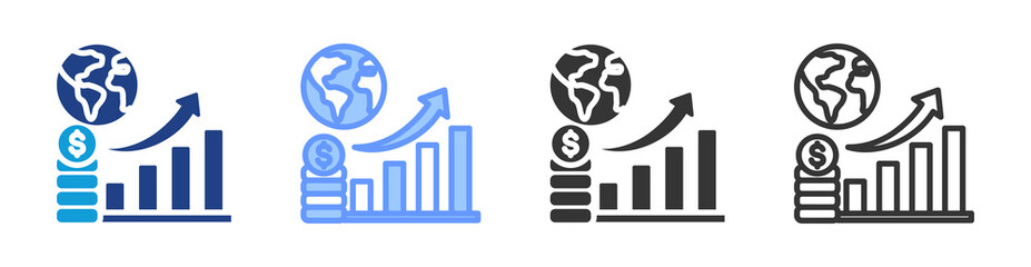 Poster - Economic Growth icon set multiple style collection