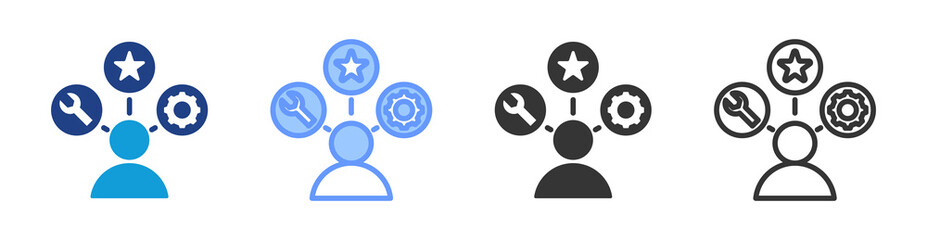 Fototapete - Employee Skills icon set multiple style collection
