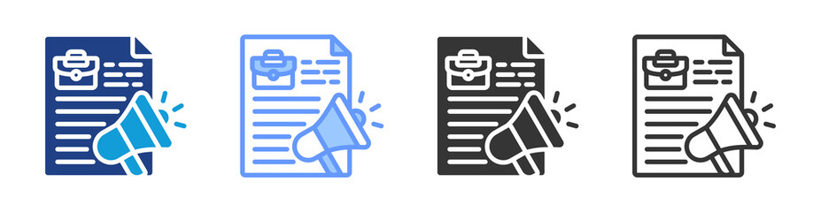 Poster - Announcements icon set multiple style collection