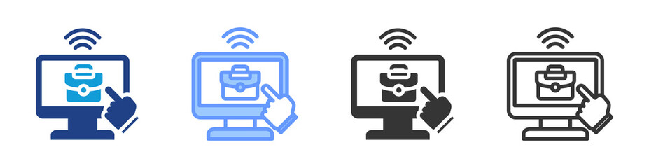 Poster - Online Job icon set multiple style collection
