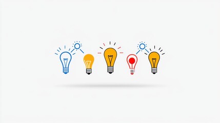 Poster - A minimalistic line featuring a row of colorful lightbulbs representing the spark of creativity ingenuity and innovative thinking