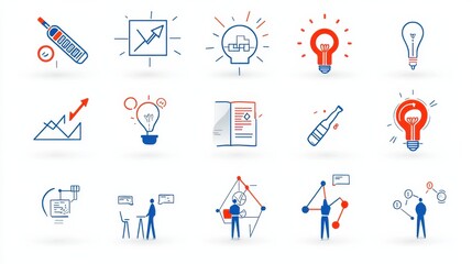 Poster - A collection of well designed outline icons that represent various aspects of creativity innovation and problem solving in a professional and visually appealing manner