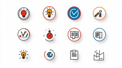 Poster - a comprehensive set of icons symbolizing various aspects of training professional development and co
