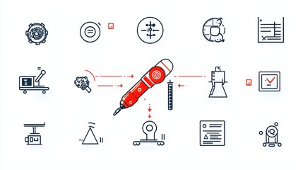 Poster - A comprehensive collection of professional icons representing various engineering and industrial tools equipment and symbols used in design construction and manufacturing processes