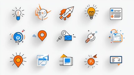 Poster - A collection of 15 minimalist and visually striking icons representing various aspects of digital advertising and technology driven marketing