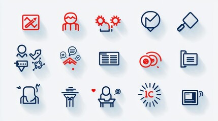 Poster - this image showcases a collection of 15 sleek modern icons that visually represent a range of digita