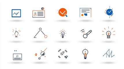 Poster - this collection of 15 modern minimalist icons covers a range of business data analysis and technolog
