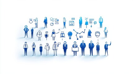 Poster - an depicting a diverse group of business professionals collaborating communicating and working toget