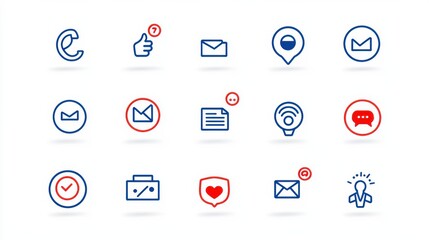 Poster - A collection of 15 customizable icons representing various communication and contact related elements such as email chat location and more
