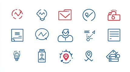 Poster - A set of minimalist clean and modern icons depicting various aspects of corporate and human resources benefits management workflow and employee development