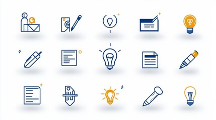 Poster - this set of clean minimalist digital icons represents a variety of business technology and informati