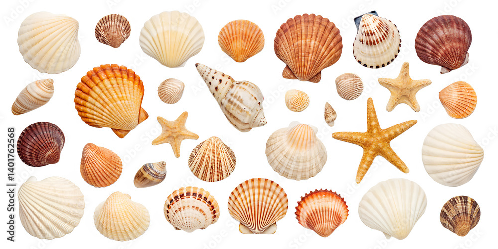 Shell collection isolated on transparent background Stock Photo | Adobe ...