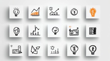 Poster - this image features a collection of minimalist line icons that visually represent a variety of busin