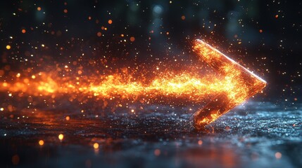 Poster - A dynamic fiery arrow surges upwards trailing streaks of vibrant light across a mysterious starry night sky