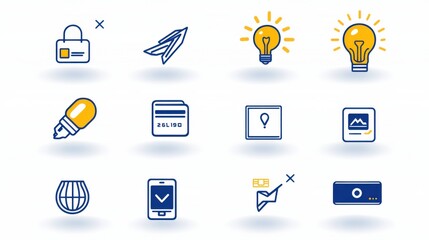 Poster - A collection of visually striking icons representing various aspects of business finance and economic activity in a minimalist and easily recognizable style