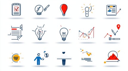 Poster - this image features a collection of fifteen icons representing various aspects of leadership and wor