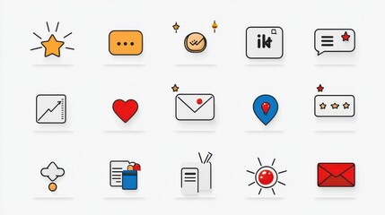 Poster - set of professional icons representing various aspects of customer experience and feedback managemen