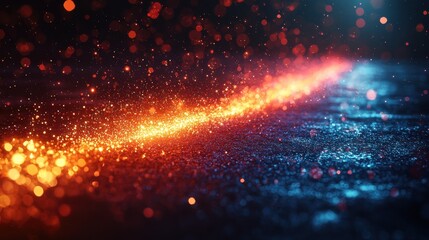 Poster - A dynamic futuristic image of a glowing radiant arrow like form streaking upwards in a brilliant luminous trail of light and energy against a dark background