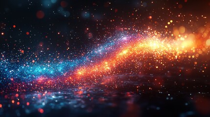 Poster - A mesmerizing display of colorful luminous beams of energy surging upwards through a vast dreamlike cosmic landscape creating a captivating and visual experience