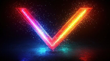 Poster - A mesmerizing digital depicting a glowing neon arrow created from dynamic vibrant beams of light ascending into a cosmic ethereal atmosphere