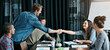 © peopleimages.com - Handshake, deal and people in office meeting with partnership for contract or business success. Shaking hands, trust and consultant for onboarding in workplace boardroom by collaboration or diversity