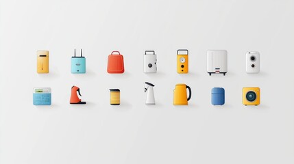 Poster - A clean modern collection of stylized icons representing various household appliances electronics and digital technologies for the home